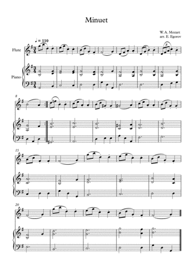 Minuet (In F Major), Wolfgang Amadeus Mozart, For Flute & Piano (arr. Eugene Egorov)