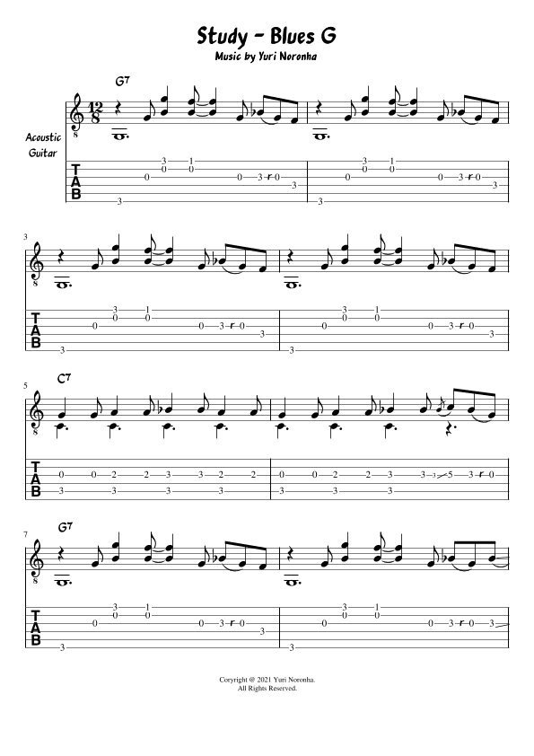 Study Blues G (Fingerstyle for Acoustic Guitar)