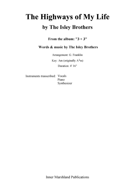 The Highways Of My Life (arr. G. Franklin)