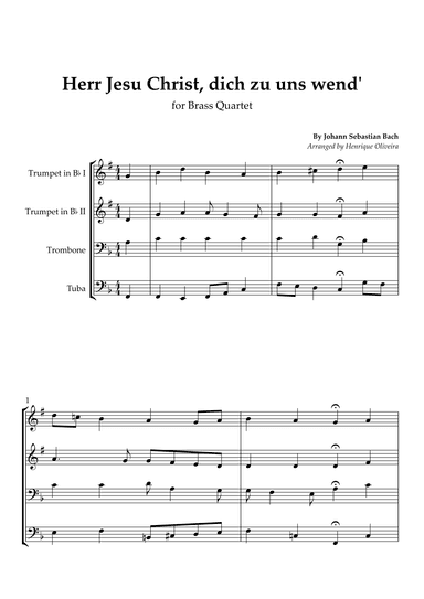 Bach's Choral - "Herr Jesu Christ, dich zu uns wend'" (Brass Quartet) (arr. Henrique Oliveira)