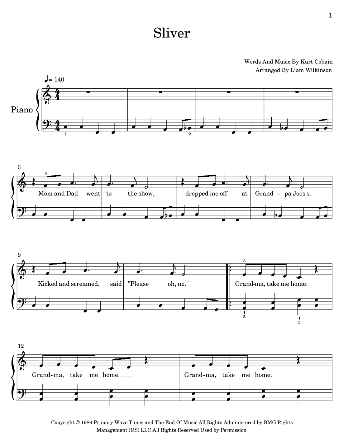 Sliver (arr. Liam Wilkinson)