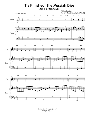 'Tis Finished, the Messiah Dies (Violin & Piano) (arr. Carol Troutman Wiggins)