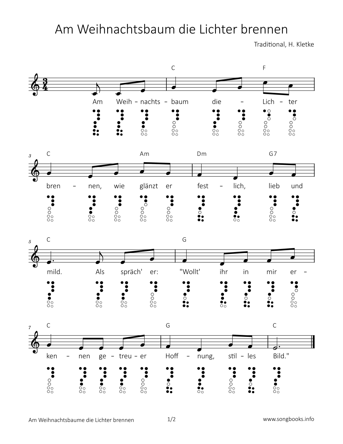 Am Weihnachtsbaum die Lichter brennen (arr. songbooks.info)