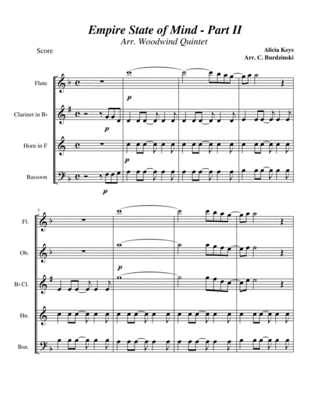 Empire State Of Mind (Part II) Broken Down (arr. C. Burdzinski)