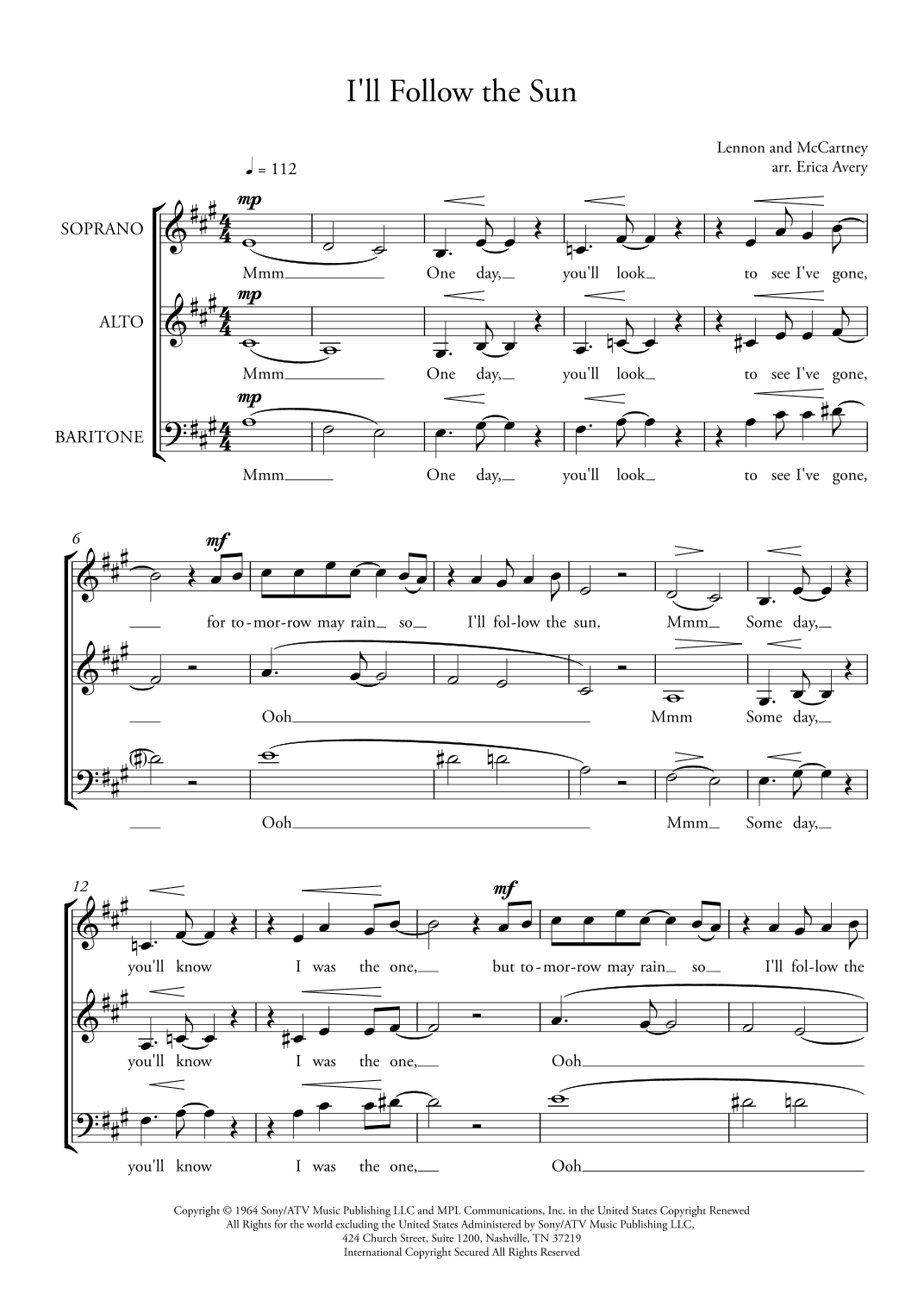 I'll Follow The Sun (arr. Erica Avery)