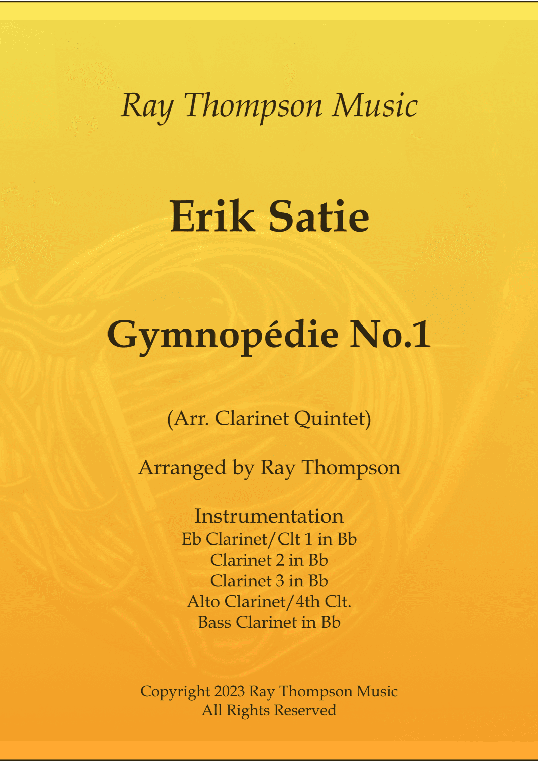 Satie: Gymnopédie No.1 - clarinet quintet (arr. Ray Thompson)