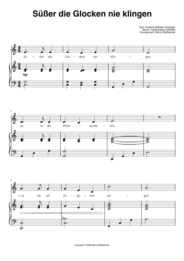 Süßer die Glocken nie klingen (arr. Mario Stallbaumer)