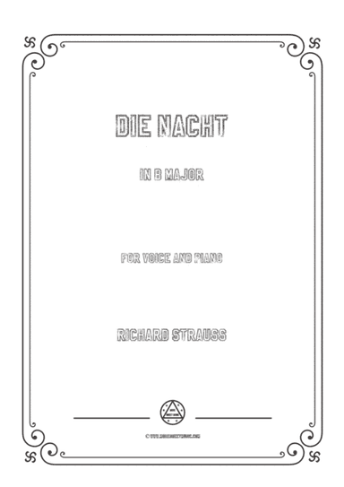 Richard Strauss-Die Nacht in B Major,for Voice and Piano (arr. MSM)