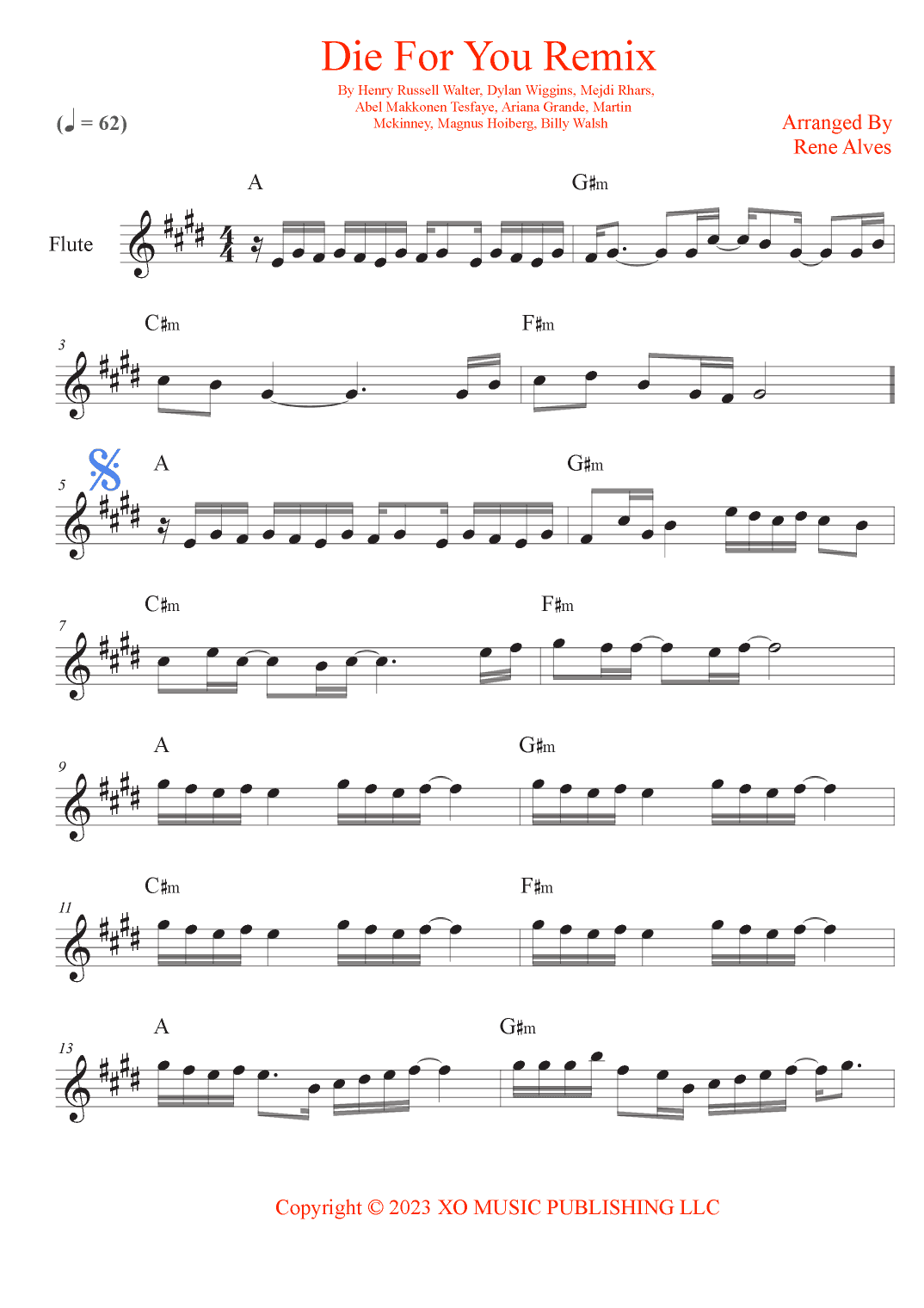 Die For You Remix (arr. Rene Alves)