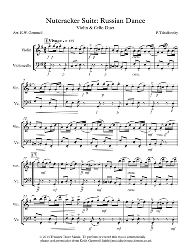 The Nutcracker Suite: Russian Dance - Violin and Cello Duet (arr. K.W. Gemmell)