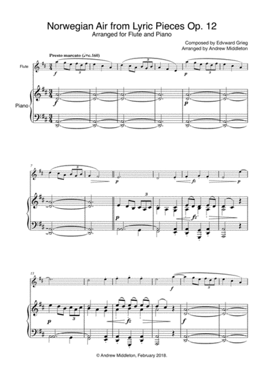 Norwegian Air arranged for Flute and Piano (arr. Andrew Middleton)