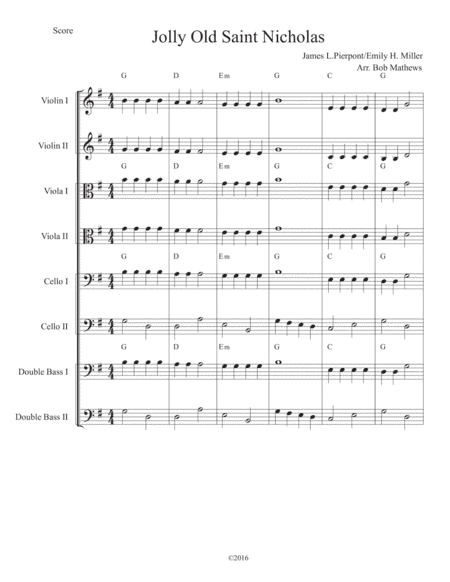 Jolly Old Saint Nicholas for Strings (arr. Bob Mathews)