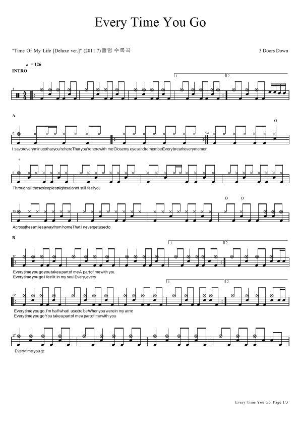 Every Time You Go (arr. COPYDRUM)