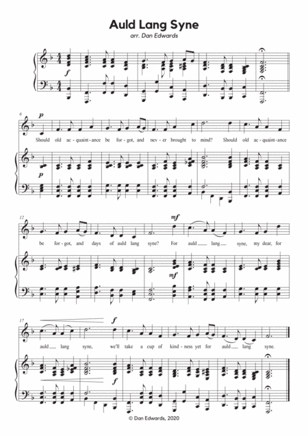 Auld Lang Syne - arranged for piano and voice. Singer Pro (arr. Dan Edwards)