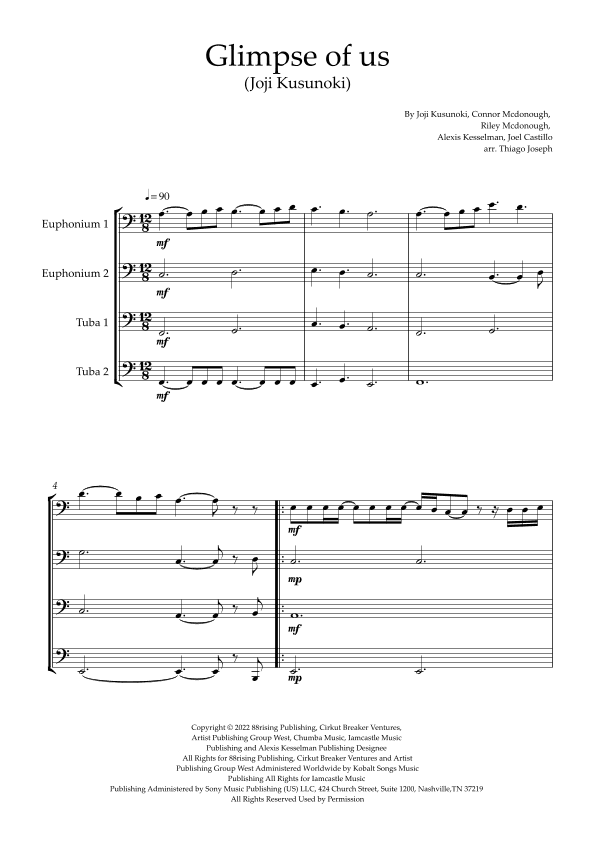 Glimpse Of Us (arr. Thiago Joseph)