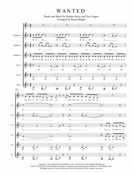 Wanted (arr. Bryan Sharpe)