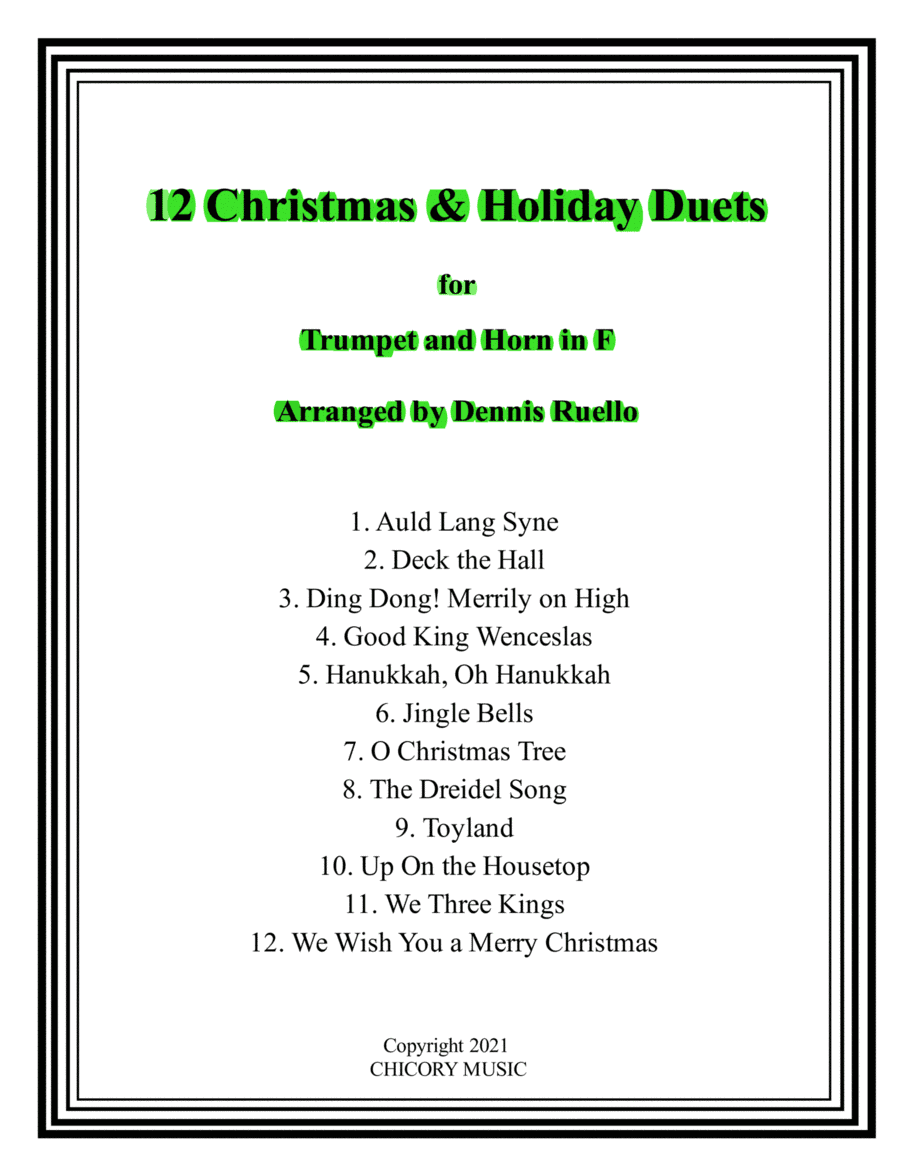 12 Christmas & Holiday Duets for Trumpet and Horn in F (arr. Dennis Ruello)