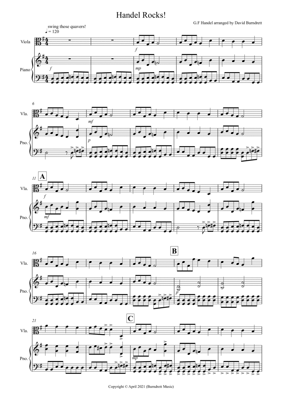 Handel Rocks! for Viola and Piano (arr. David Burndrett)