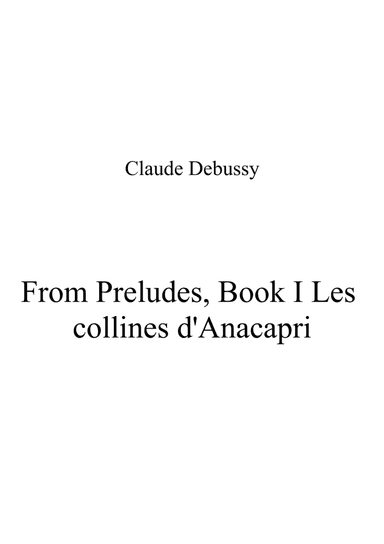 From Preludes, Book I Les collines d'Anacapri (arr. Patrizia Luraschi)