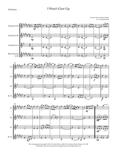 I Won't Give Up (arr. Fernando Britto)