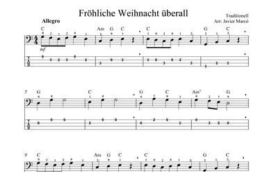Christmas Carols for Bass: Fröhliche Weihnacht überal (arr. Javier Marcó)
