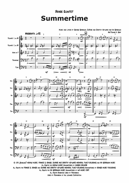 Summertime (arr. Thomas H. Graf)