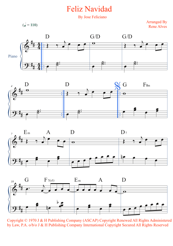 Feliz Navidad (arr. Rene Alves)