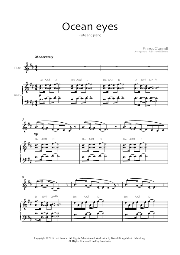 Ocean Eyes (arr. Robin Hood Editions)