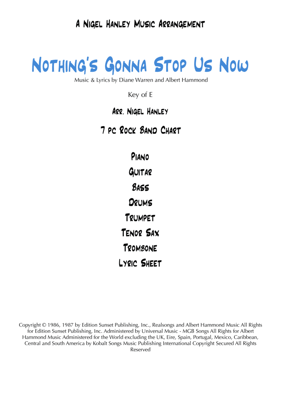 Nothing's Gonna Stop Us Now (arr. Nigel Hanley)