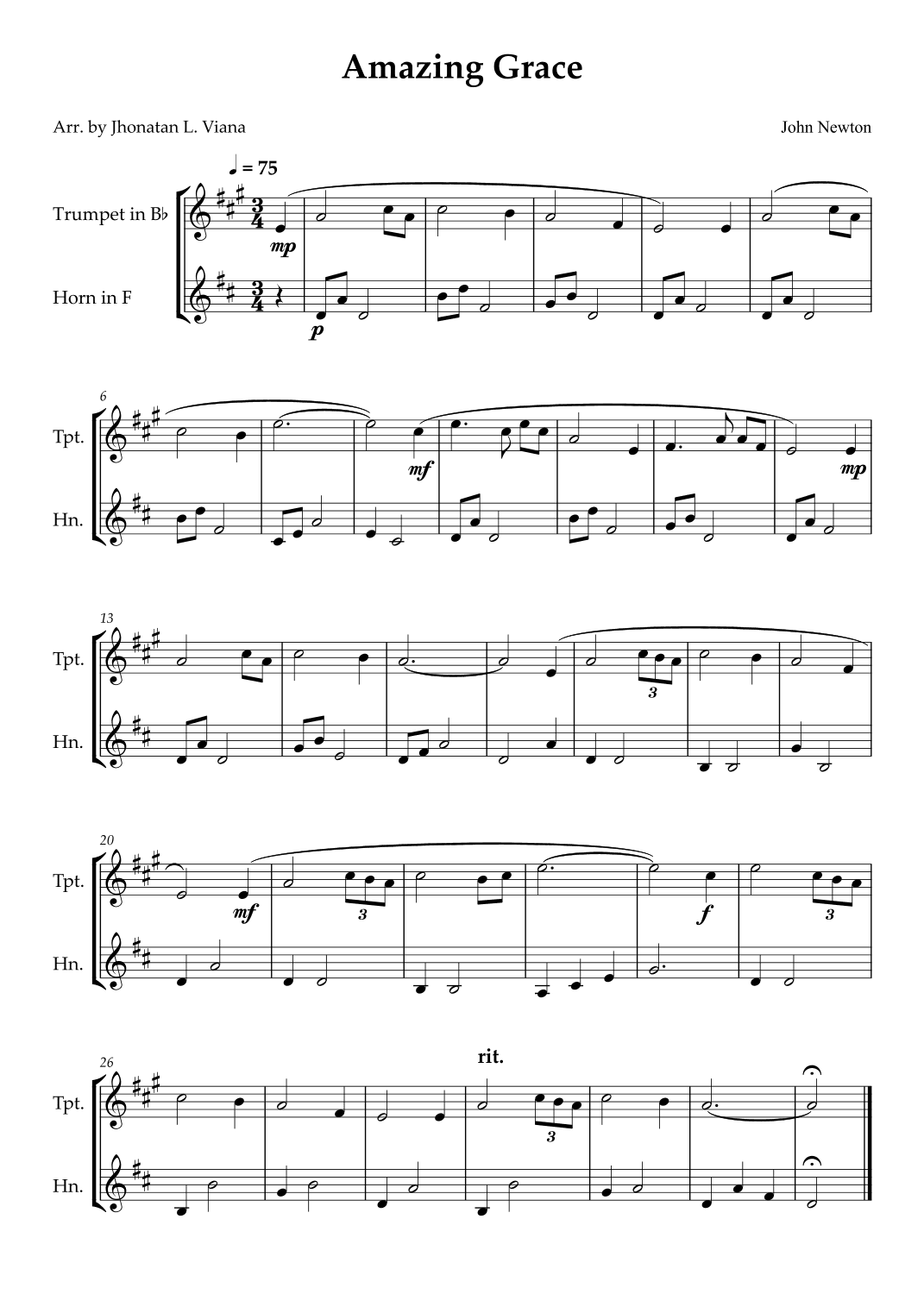 Amazing Grace (arr. Jhonatan Lucio Viana)