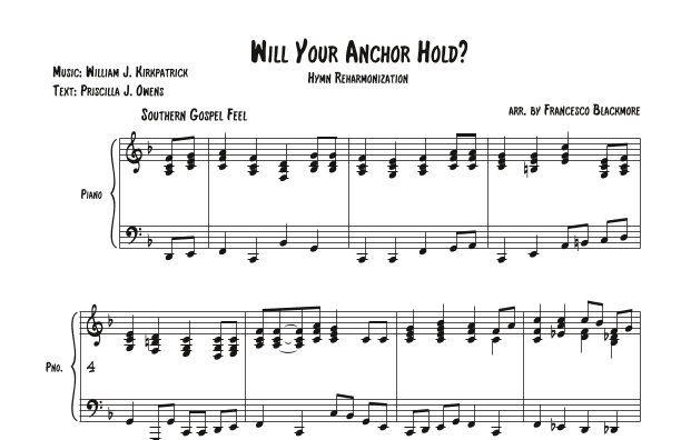 Will You Anchor Hold (Hymn Reharmonized) (arr. Francesco Blackmore)