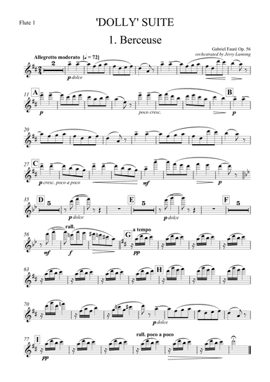 Faure 'Dolly' Suite for Chamber Orchestra - Parts (arr. Jerry Lanning)