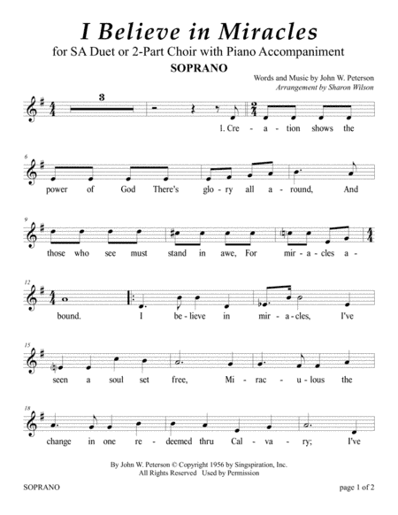 I Believe In Miracles (arr. Sharon Wilson)