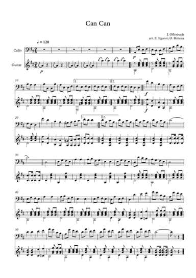 Can Can, Jacques Offenbach, For Cello & Guitar