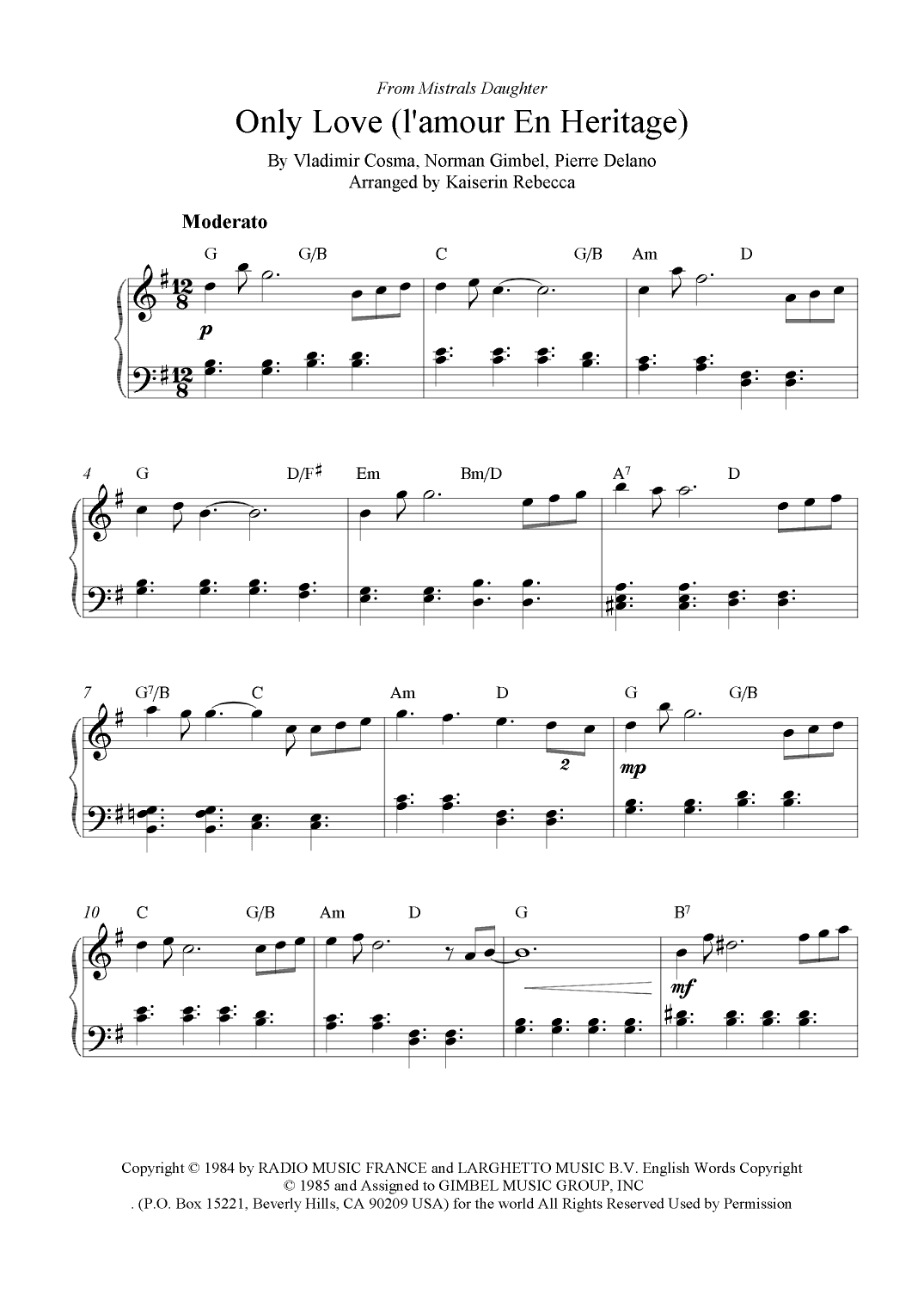 Only Love (l'amour En Heritage) (arr. Kaiserin Rebecca)