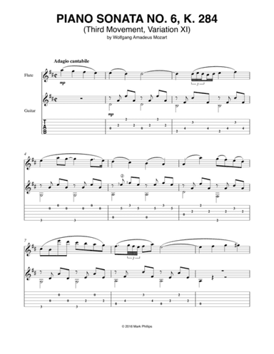 Piano Sonata No. 6 (Third Movement, Variation XI), K. 284 (arr. Mark Phillips)