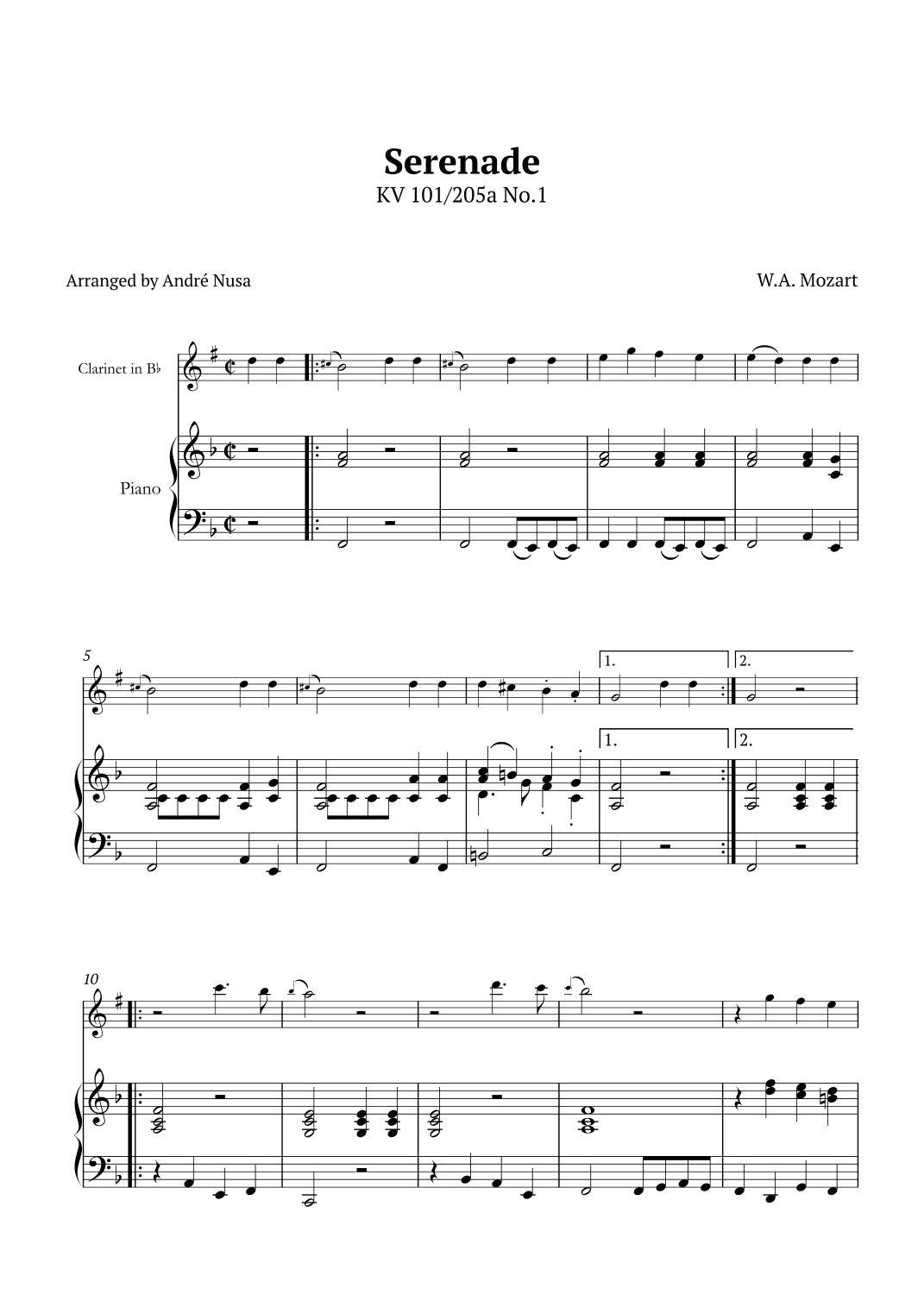 Serenade KV 101 250a No.1 (arr. André Nusa)