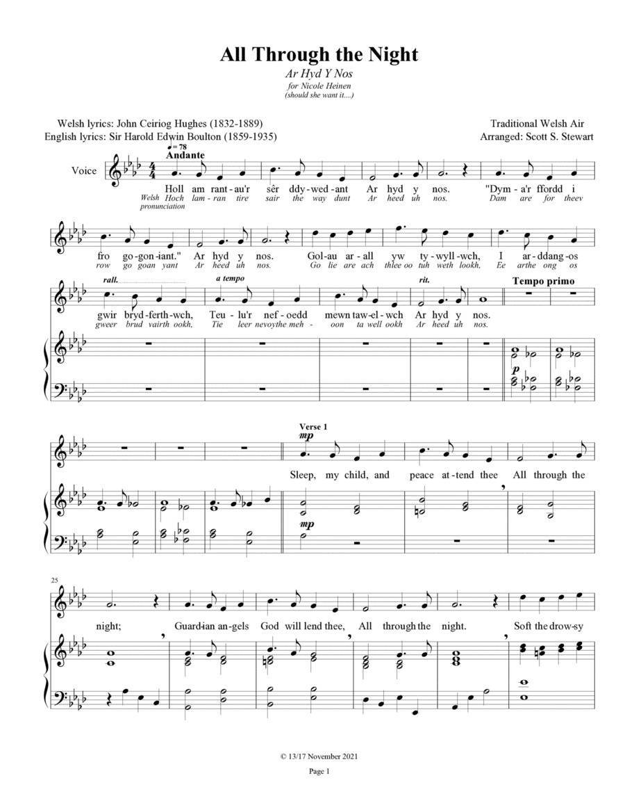 All Through the Night (Ar Hyd Y Nos) - Welsh Christmas Carol, Hymn tune (arr. Scott S. Stewart)