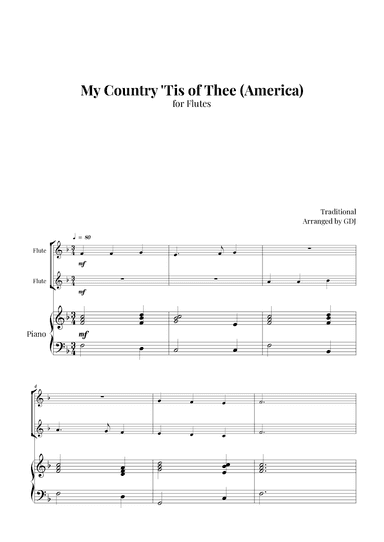 My Country 'Tis of Thee (America) (arr. GDJ)