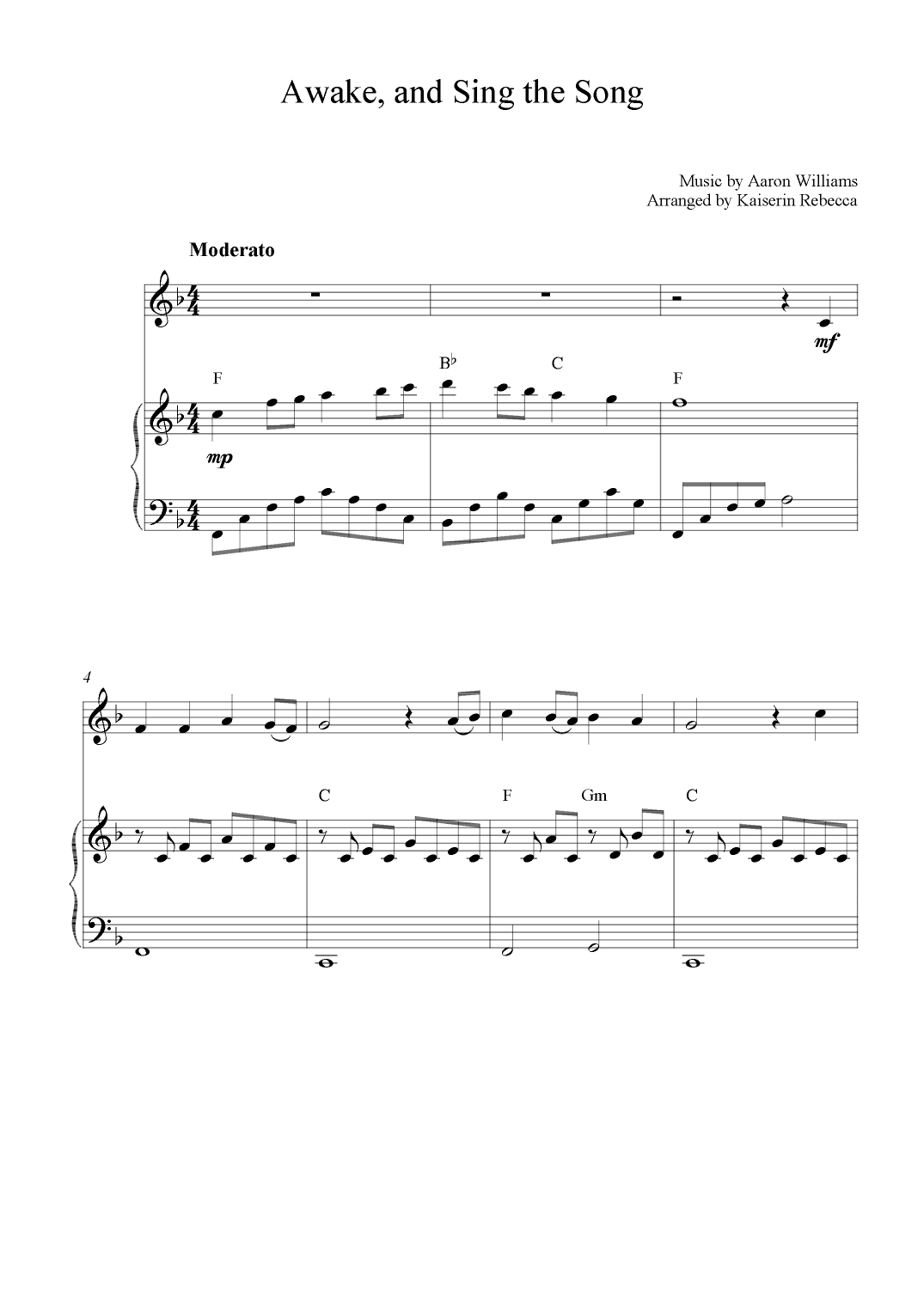 Awake, and Sing the Song (arr. Kaiserin Rebecca)