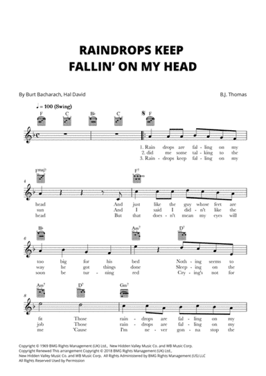 Raindrops Keep Fallin' On My Head (arr. Cadenza Editions)