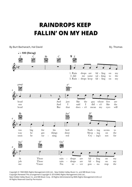 Raindrops Keep Fallin' On My Head (arr. Cadenza Editions)