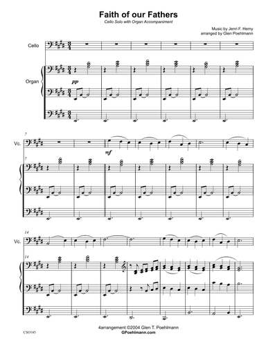 FAITH OF OUR FATHERS - Cello Solo with Organ accompaniment (arr. Glen Poehlmann)