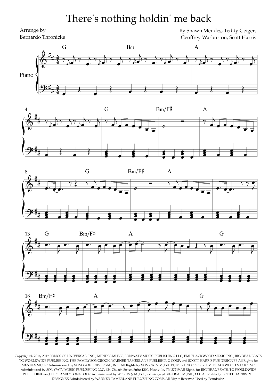 There's Nothing Holdin' Me Back (arr. Bernardo Thronicke)