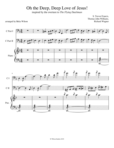 Oh the Deep, Deep Love of Jesus--C instrument duet (bass clef) (arr. Beka Wilson)