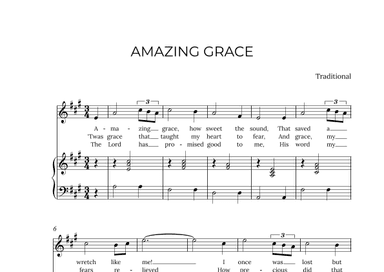AMAZING GRACE - for piano and soprano in A major (arr. Alex Nunes Rodrigues)