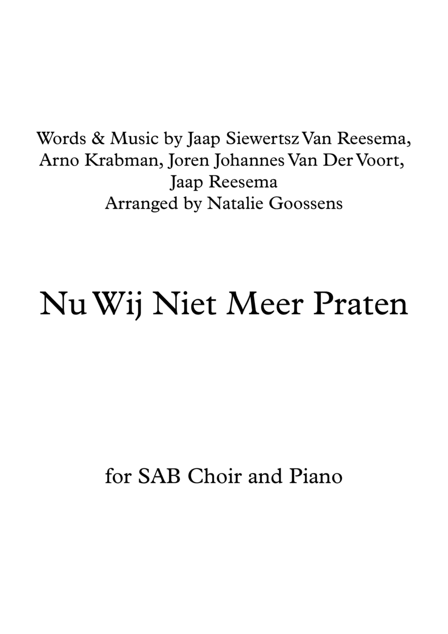 Nu Wij Niet Meer Praten (arr. Natalie Goossens)