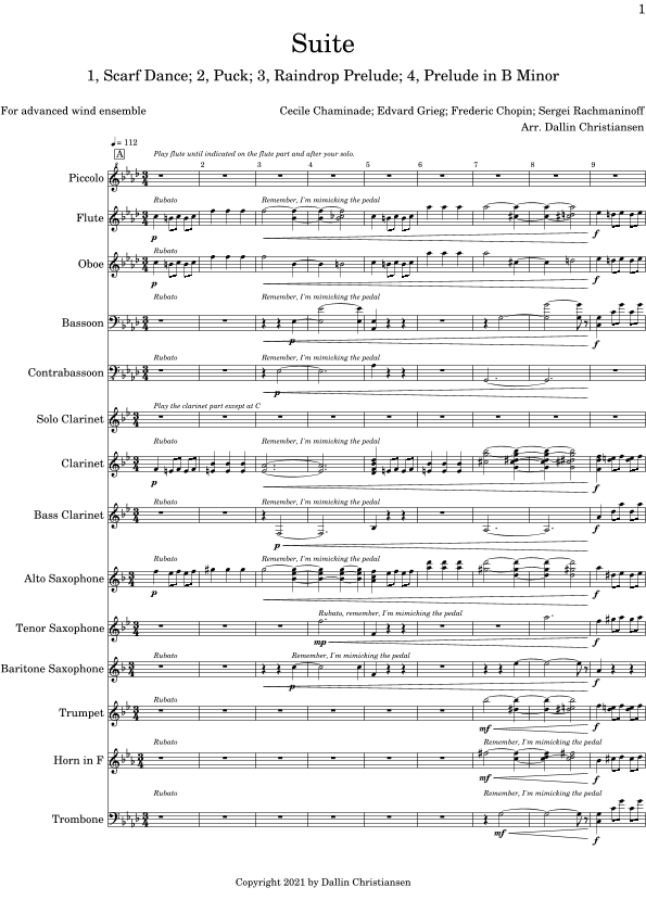 Suite (conductor's score) (arr. Dallin Christiansen)