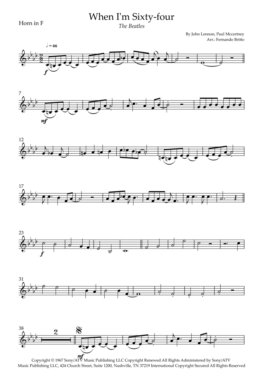 When I'm Sixty-four (arr. Fernando Britto)