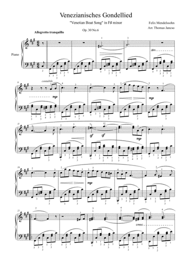 Venetianisches Gondellied Op.30 No.6 (arr. Thomas Jancso)